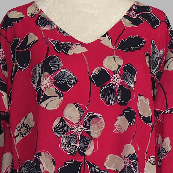 Lane Bryant Women's V-Neck Long Sleeve Pink Flowered Pullover Blouse Size 22-24 - Picture 1 of 6